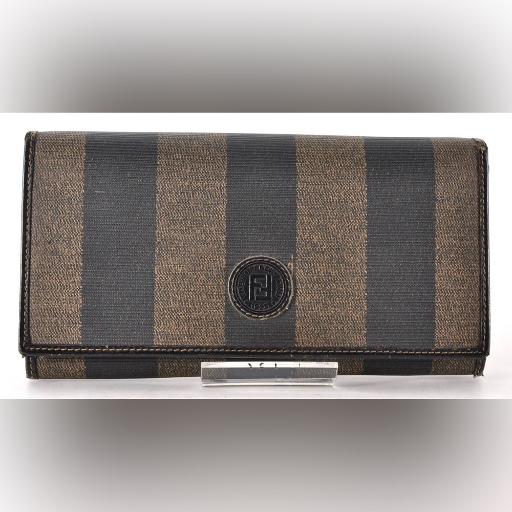 Fendi Pequin vintage coated canvas long continental wallet EUC
